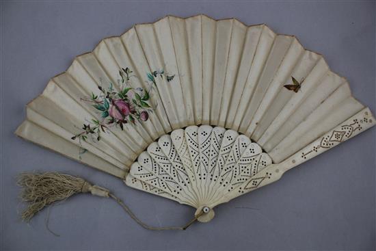 A collection of nine Victorian fans, largest 13.5in. incl. hanging loop